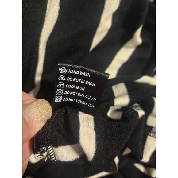 Olivaceous Womens Size Medium Black/White Striped Asymmetrical Halter Dress - Picture 6 of 6